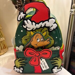 Loungefly The Grinch Who Stole Christmas Grinch and Max Present Mini Backpack